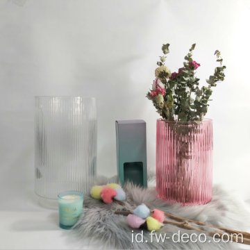 vas kaca bunga berusuk kecil untuk dekorasi rumah